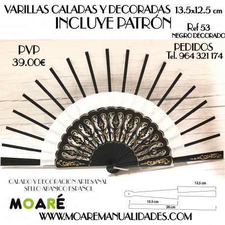 VARILLAS CALADAS 13.5x12.5 cm NEGRO DECORADO DORADO