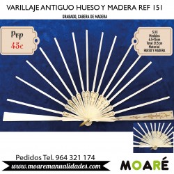 VARILLAJE ANTIGUO HUESO Y MADERA REF 151