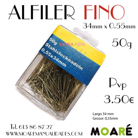 Alfiler Acero 34x0.55mm 50gr