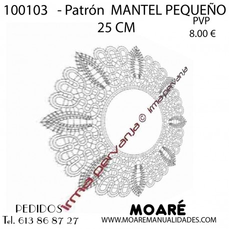 Patrón MANTEL PEQUEÑO ENCAJE IDRIJA 25CM 100103