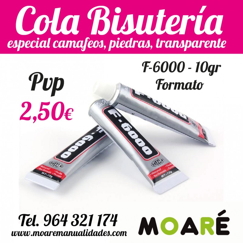 Cola Adhesiva Pegamento F-6000 bisuteria, cristal, camafeos