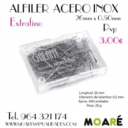 Alfiler Acero INOX EXTRAFINO 26X0.50mm
